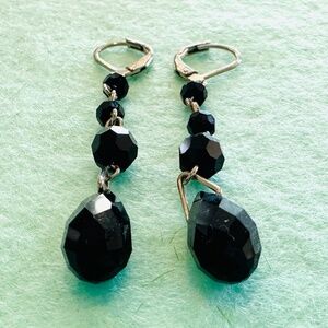 Black Crystal Drop Earrings